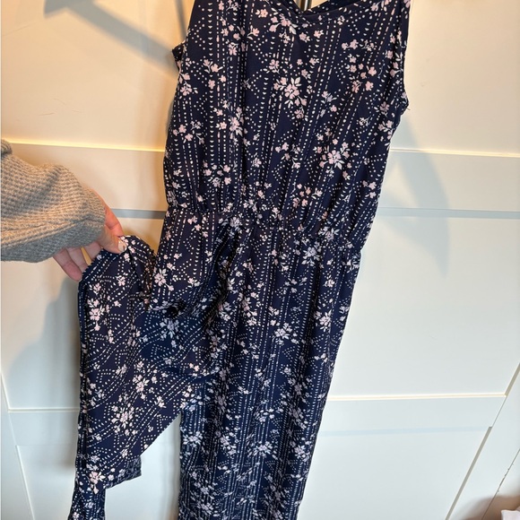 Floral Spaghetti Strap Jumpsuit - Navy - Picture 5 of 6